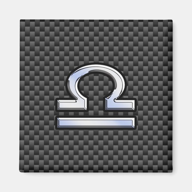Libra Zodiac Symbol on Carbon Fiber Decor Magnet (Front)