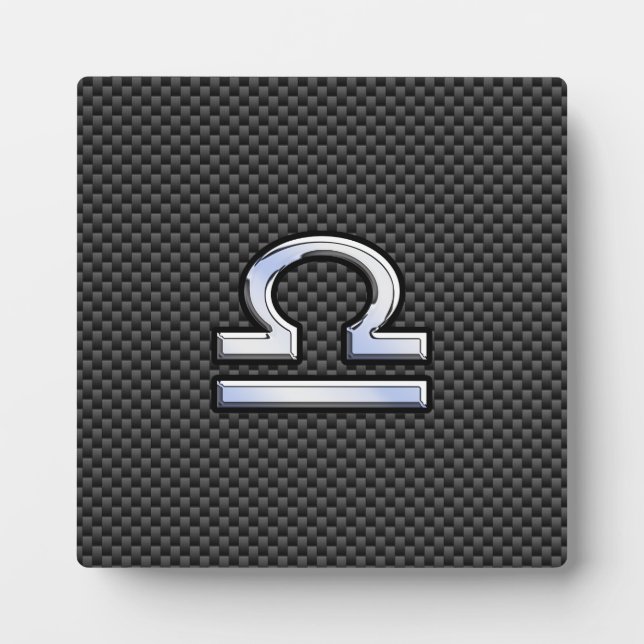 Libra Zodiac Symbol on Carbon Fiber Print Plaque (Front)