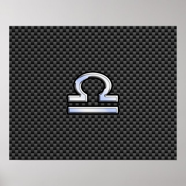 Libra Zodiac Symbol on Carbon Fibre Print (Front)