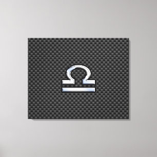 Libra Zodiac Symbol on Carbon Fibre Print