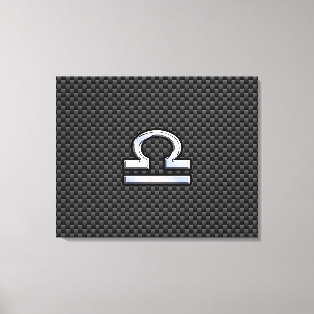 Libra Zodiac Symbol on Carbon Fibre Print (Front)