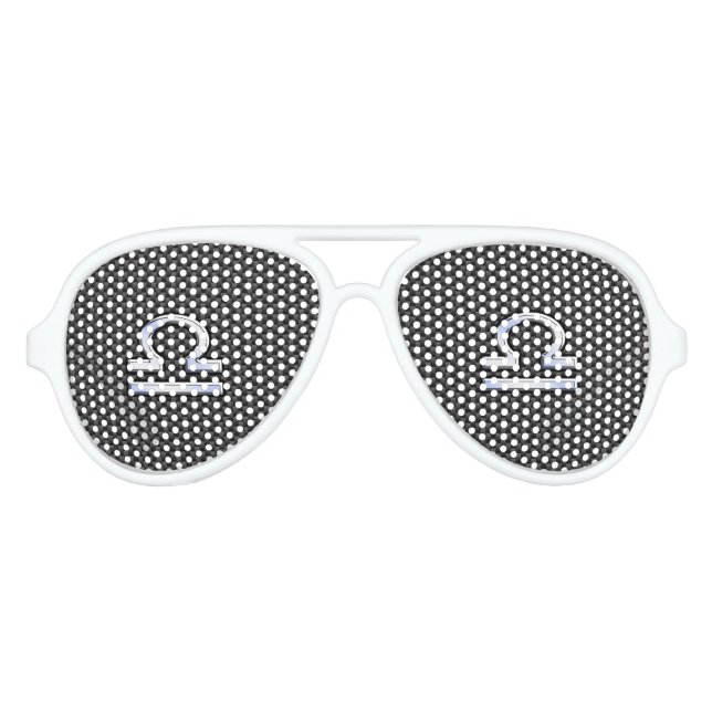 Libra Zodiac Symbol on Carbon Fibre Print Aviator Sunglasses (Front)