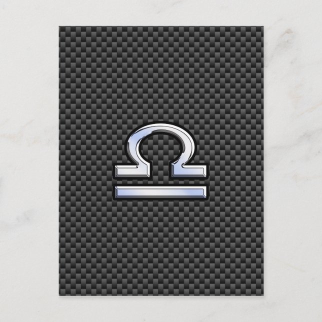 Libra Zodiac Symbol on Carbon Fibre Print Postcard (Front)