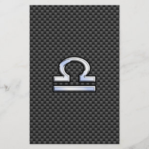 Libra Zodiac Symbol on Carbon Fibre Print Stationery