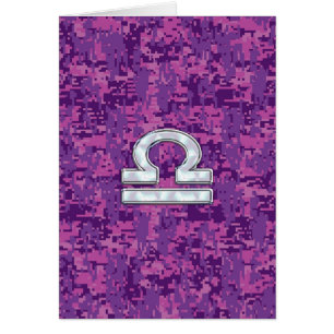 Libra Zodiac Symbol on Fuchsia Digital Camo