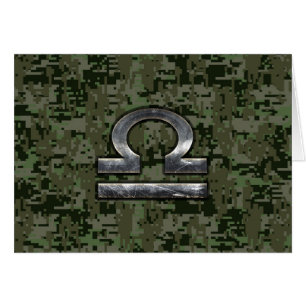 Libra Zodiac Symbol on Green Digital Camouflage