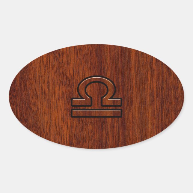 Libra Zodiac Symbol on Mahogany Oval Sticker (Front)