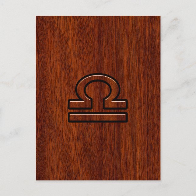 Libra Zodiac Symbol on Mahogany Postcard (Front)