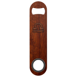 Libra Zodiac Symbol on mahogany style print