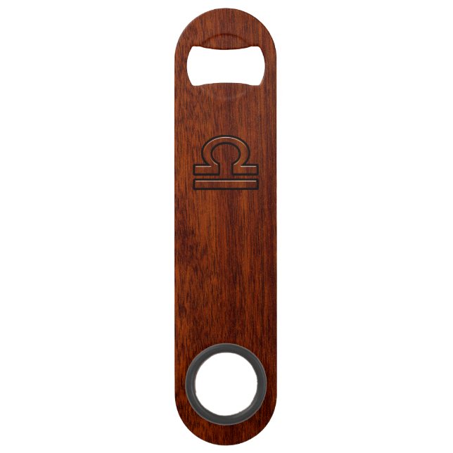 Libra Zodiac Symbol on mahogany style print (Front)