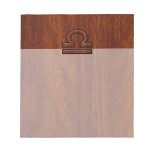 Libra Zodiac Symbol on mahogany style print Notepad