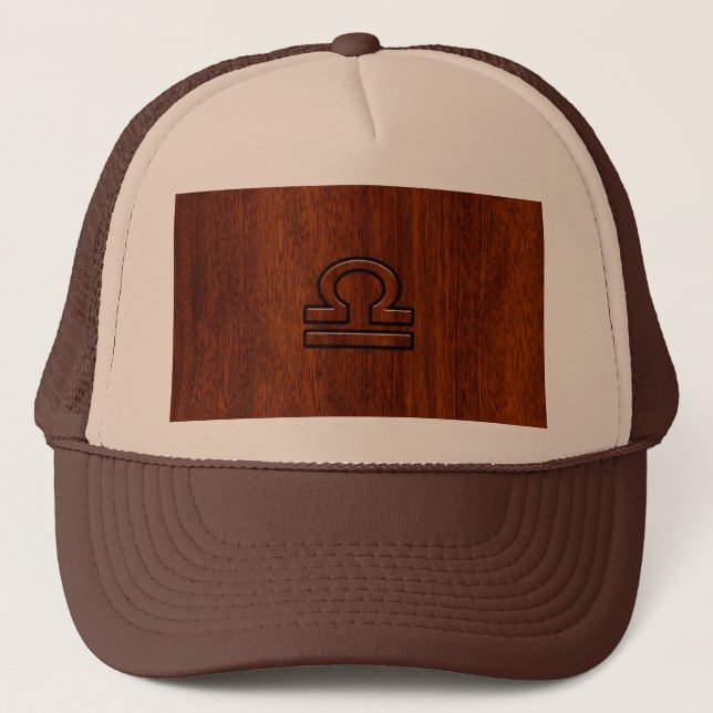 Libra Zodiac Symbol on Mahogany Trucker Hat (Front)