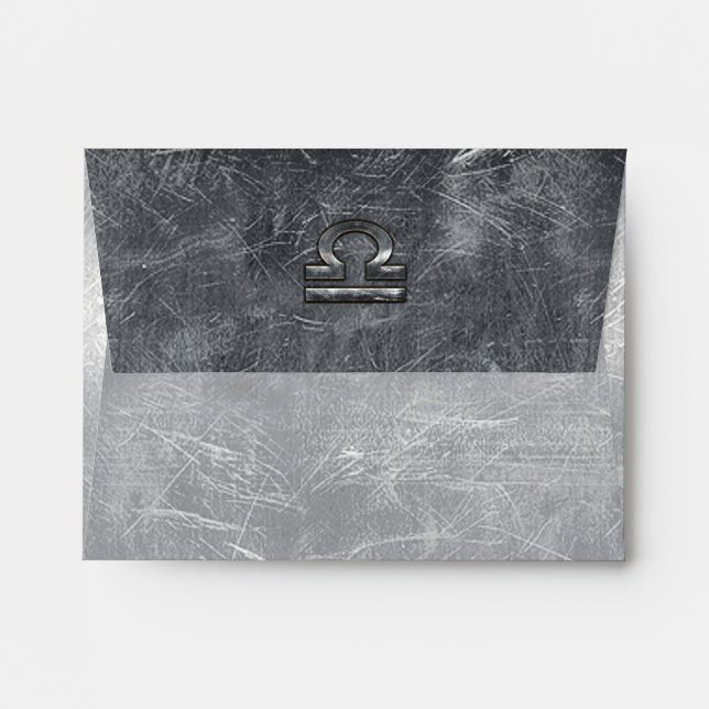 Libra Zodiac Symbol Silver Steel Style Envelopes (Back (Top Flap))