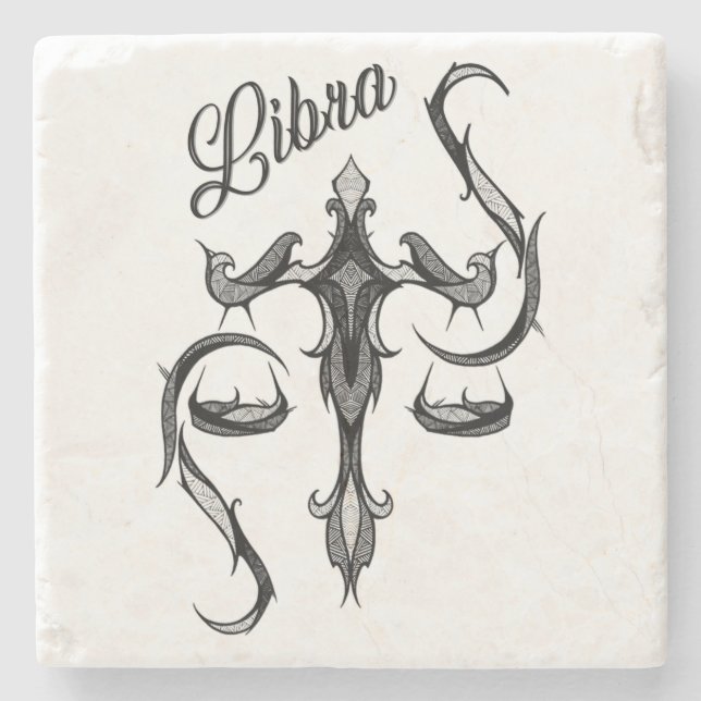 Libra Zodiac Symbol Stone Coaster (Front)