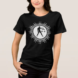 Libra Zodiac Symbol with Stars Black and White Tri-Blend Shirt