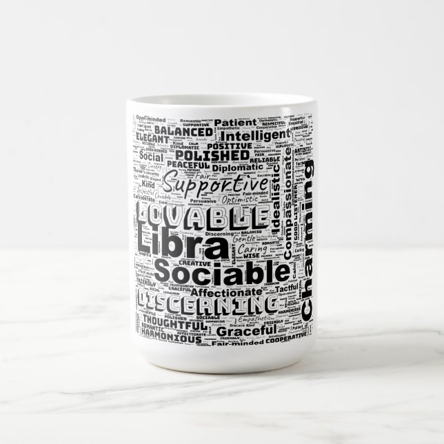 Libra Zodiac Word Cloud Inspiration  Coffee Mug (Center)
