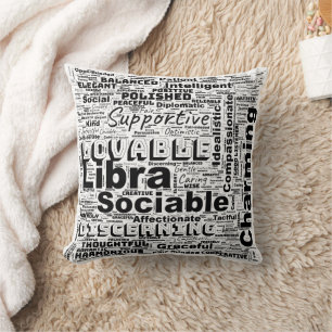 Libra Zodiac Word Cloud Inspiration Cushion