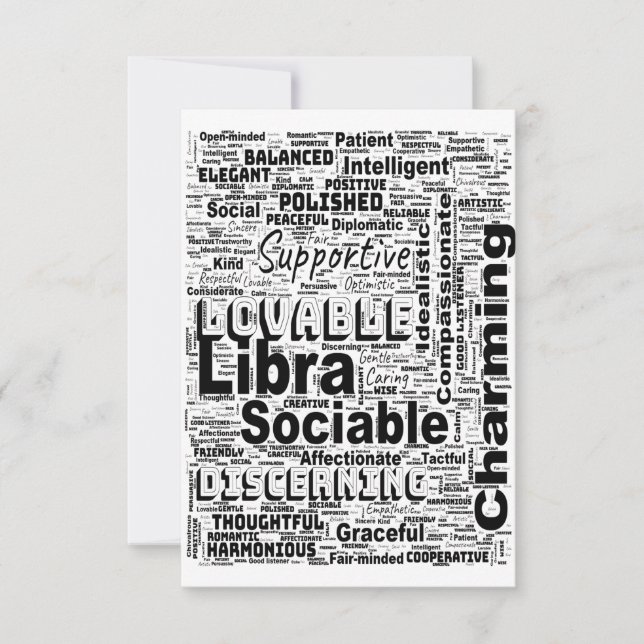 Libra Zodiac Word Cloud Inspiration Greeting  Card (Front)
