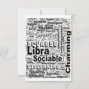 Libra Zodiac Word Cloud Inspiration Greeting  Card