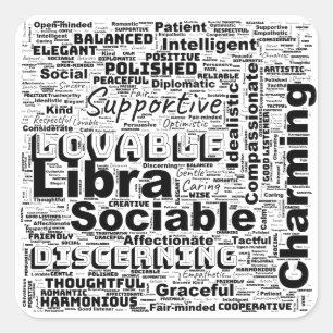 Libra Zodiac Word Cloud Inspiration  Square Sticker