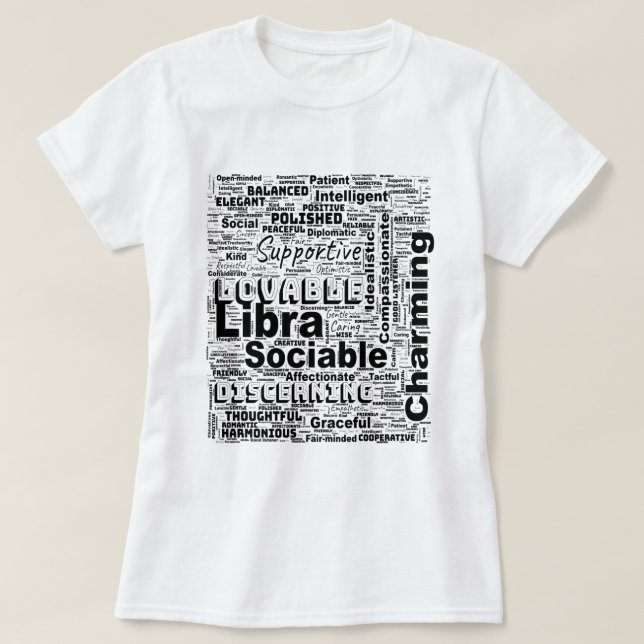 Libra Zodiac Word Cloud Inspiration  T-Shirt (Design Front)