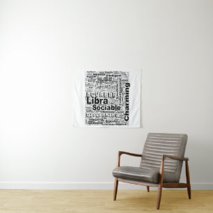 Libra Zodiac Word Cloud Inspiration Tapestry