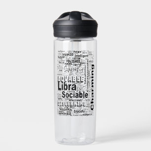 Libra Zodiac Word Cloud Inspiration Water Bottle