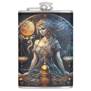 Libra Zodiak Sign Hip Flask
