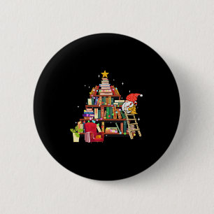 Librarian And Book Lover Christmas Library Tree Li 6 Cm Round Badge