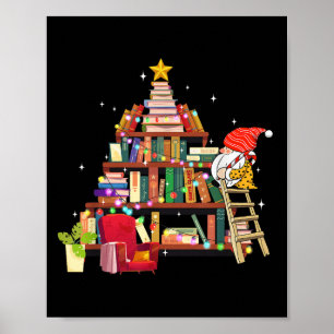 Librarian And Book Lover Christmas Library Tree Li Poster