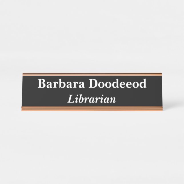 Librarian Black Desk Name Plate (Front)