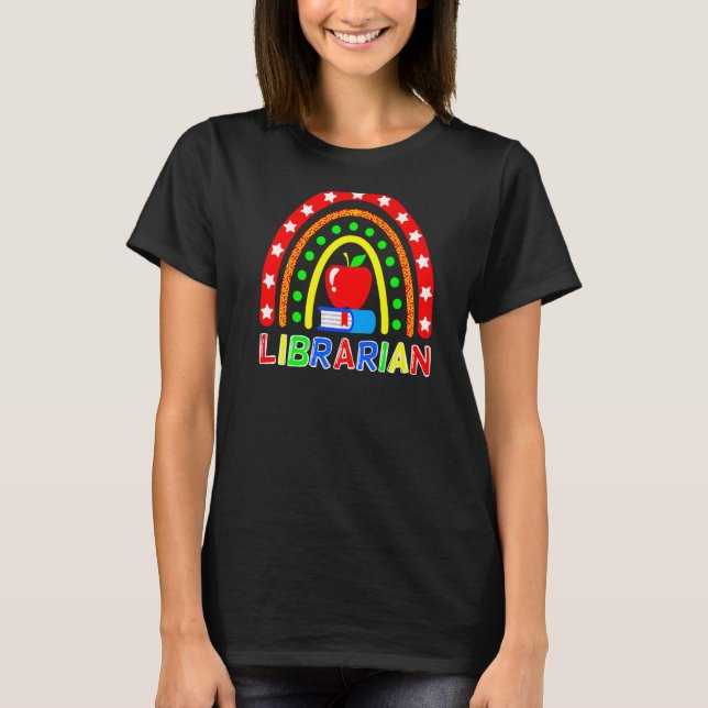 Librarian Boho Rainbow  Back To School T-Shirt (Front)