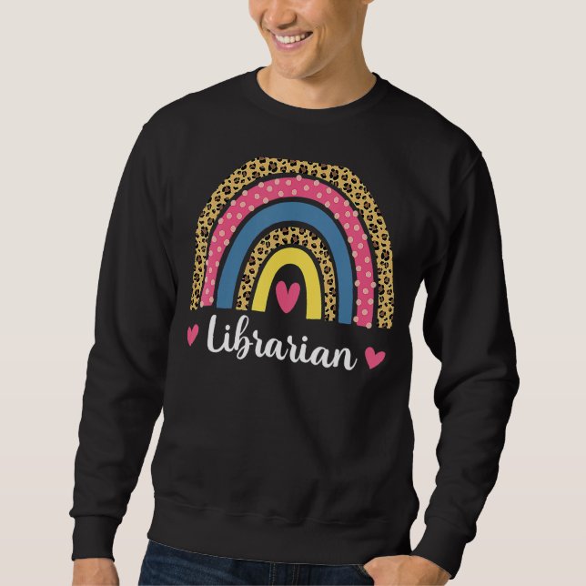 Librarian Boho Rainbow Leopard Back To School 2 Sweatshirt (Front)
