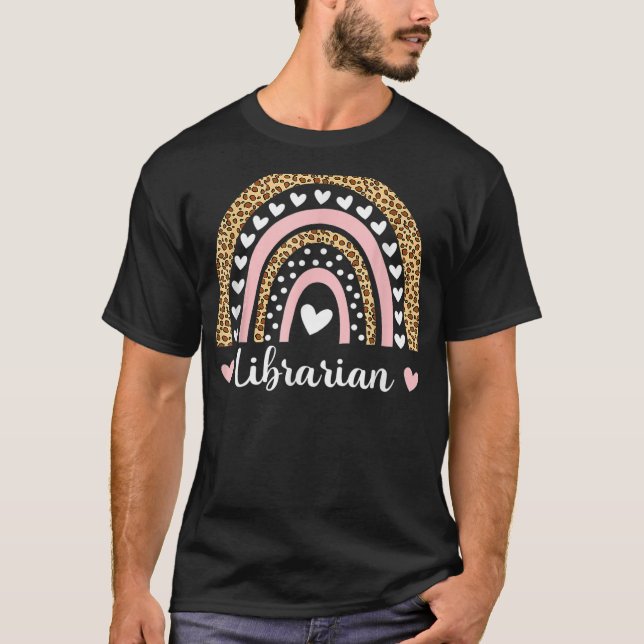 Librarian Boho Rainbow Leopard Back To School T-Shirt (Front)