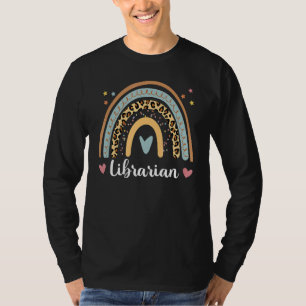 Librarian Boho Rainbow Leopard Back To School T-Shirt