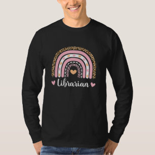 Librarian Boho Rainbow Leopard Back To School T-Shirt