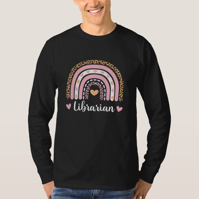 Librarian Boho Rainbow Leopard Back To School T-Shirt (Front)