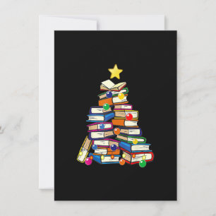 Librarian Book Lover Books Christmas Tree Merry Bo Invitation