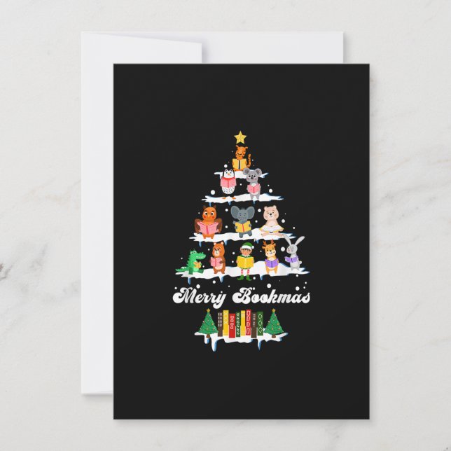 Librarian Book Lover Books Christmas Tree Merry Bo Invitation (Front)