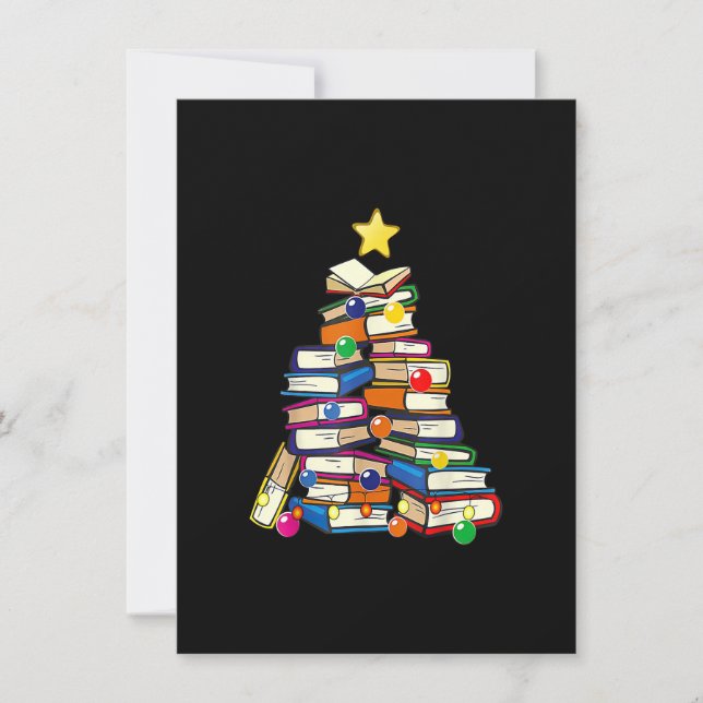 Librarian Book Lover Books Christmas Tree Merry Bo Invitation (Front)