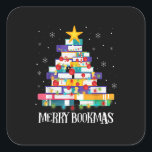 Librarian Book Lover Books Christmas Tree Merry Bo Square Sticker<br><div class="desc">This is a great gift for your family,  friends during Hanukkah holiday. They will be happy to receive this gift from you during Hanukkah holiday.</div>