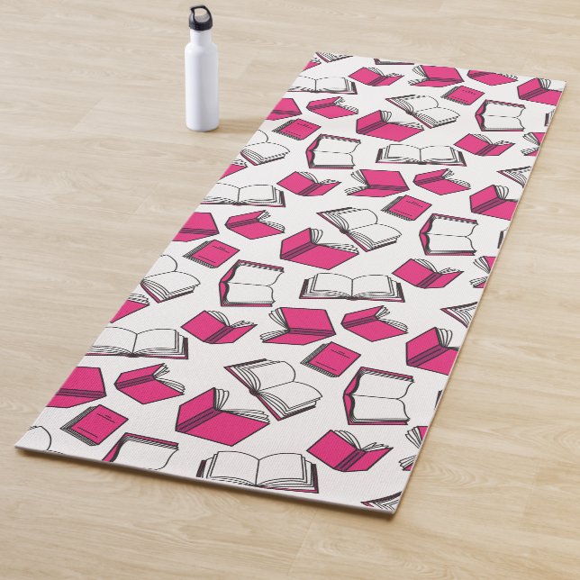 Librarian Book Reader Pink White Yoga Mat (In Situ)