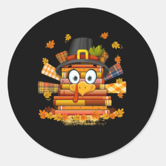 Librarian Book Reader Turkey Thanksgiving Autumn Classic Round Sticker