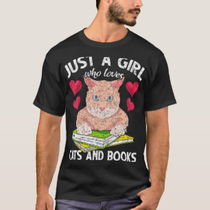 Librarian Bookworm Pet Owner Girls Cat Book Readin T-Shirt