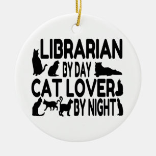 Librarian Cat Lover Ceramic Tree Decoration