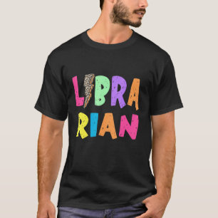 Librarian Colourful Lightening Bolt School Staff T-Shirt