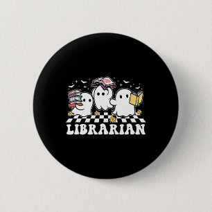 Librarian Cute Ghost Book Reading Funny Halloween 6 Cm Round Badge