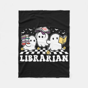 Librarian Cute Ghost Book Reading Funny Halloween Fleece Blanket