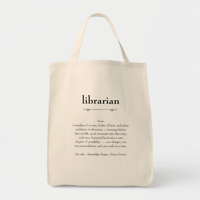 Librarian Definition Appreciation Gift Tote Bag (Front)
