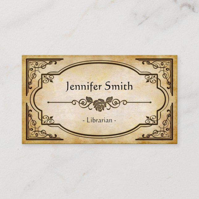 Librarian - Elegant Vintage Antique Business Card (Front)